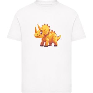 F4NT4STIC Shirt 'Süßer Triceratops Dinosaurier'  oranje / wit