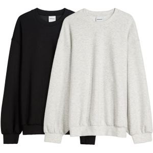 Bershka Sweatshirt  lichtgrijs / zwart