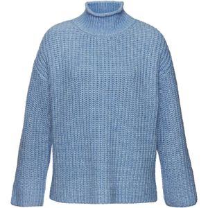 Buffalo - Trui - Blauw mêlee - Staande Kraag - Lange Mouwen - Ruimvallend
