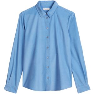 Marc O'Polo - Blouse - Blauw - Lange Mouw - Effen - Normale Pasvorm