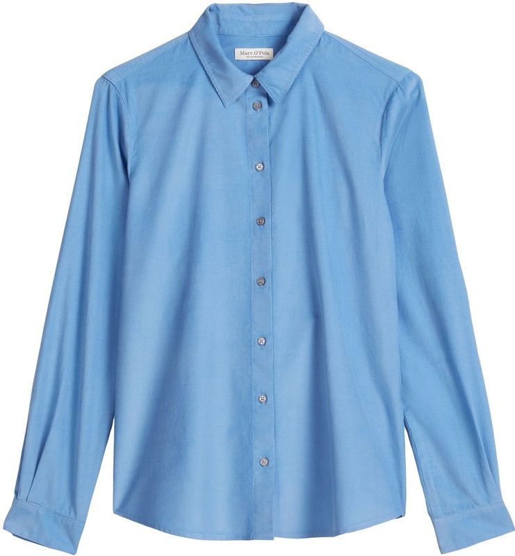 Marc O'Polo - Blouse - Blauw - Lange Mouw - Effen - Normale Pasvorm