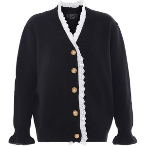 faina Gebreid vest  zwart / wit