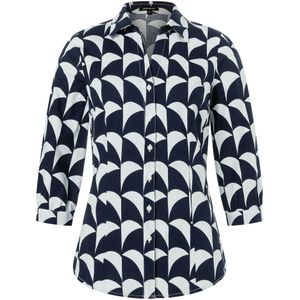 MORE & MORE - Blouse - Donkerblauw - Katoen - Driekwart Mouw