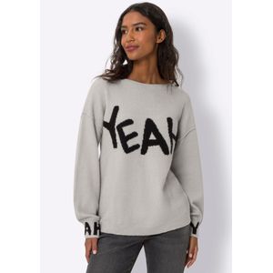 Lichtgrijs Mêlee - Gebreide Trui - 74% Polyacryl - Lange Mouwen