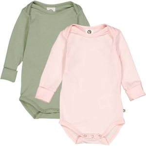 Müsli by GREEN COTTON Rompertje/body  olijfgroen / rosa