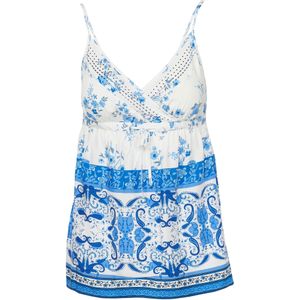 KOROSHI Top  blauw / lichtblauw / wit