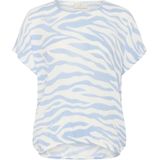 Kaffe - Amber - Blouse - Lichtblauw/Wit - Losse Pasvorm - Kwartmouw