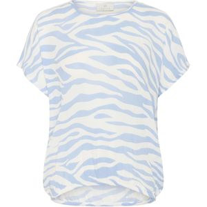 Kaffe - Amber - Blouse - Lichtblauw/Wit - Losse Pasvorm - Kwartmouw