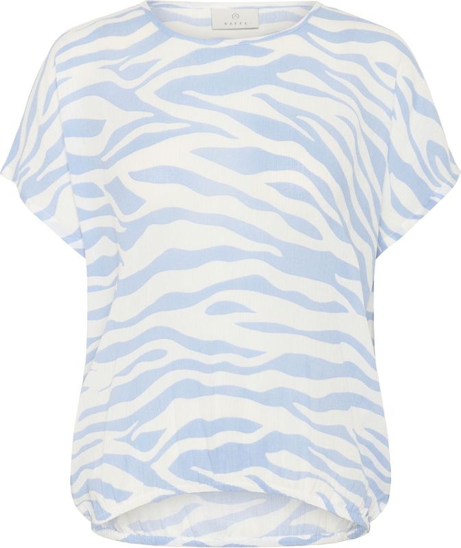 Kaffe - Amber - Blouse - Lichtblauw/Wit - Losse Pasvorm - Kwartmouw