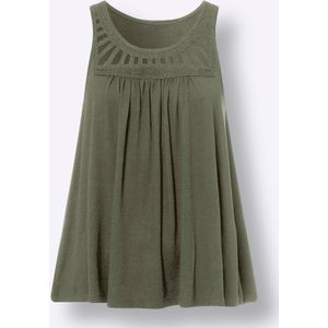 Tanktops - Kaki - 95% Viscose, 5% Elastaan - Mouwloos met Bandjes