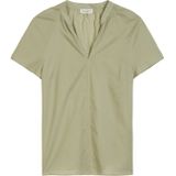 Marc O'Polo - Blouseshirt - Groen - Katoen - Normale Pasvorm - Kwartmouw