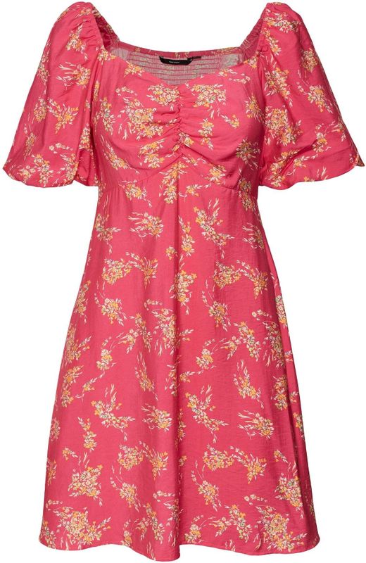 VERO MODA Jurk 'Hia Anea'  beige / lichtgroen / lichtoranje / pitaja roze