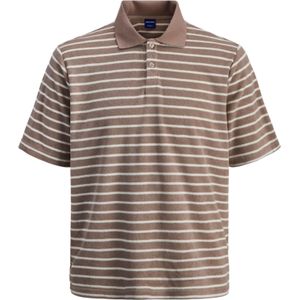 JACK & JONES Shirt 'JORGEN'  chocoladebruin / wit