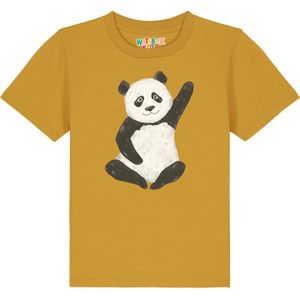 watabout.kids Shirt 'Panda'  mosterd / zwart / offwhite
