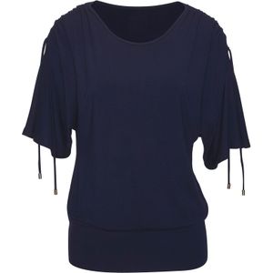 Lascana - Shirt - Navy - Ronde Hals - Met Variabele Mouwlengte Van Zachte Viscose-Stretch