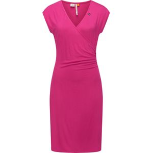 Ragwear - Crupi - Jurk - Magenta - Wikkel-look - V-hals - Knielengte
