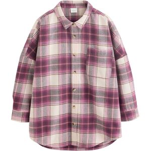 Next Blouse 'Check'  lichtbeige / lila / donkerroze