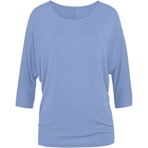 LASCANA - Shirt - Blauw - Jersey - Ronde Hals, Gedrapeerd, Driekwart Mouw