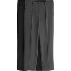 The Set Bandplooibroek  antraciet / zwart