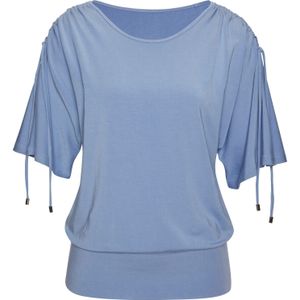 Lascana - Shirt - Lichtblauw - Met Ronde Hals - Met Variabele Mouwlengte - Van Zachte Viscose-Stretch