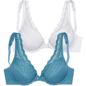 Blauw - BH - Jersey - Kant - Met Versteviging - Met Beugel