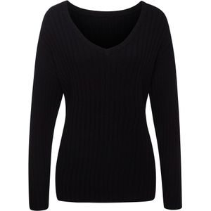 Gebreide Trui - Zwart - V-hals - Lange Mouwen - Comfortabel