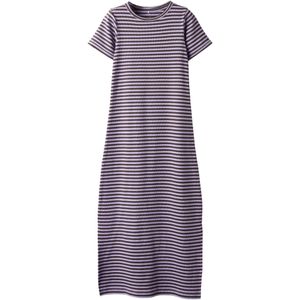 Ribgebreid - Jurk - Korte Mouwen - Zijsplitten