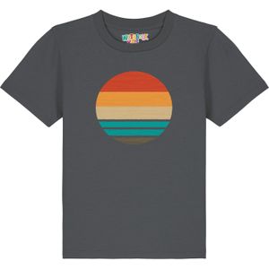 watabout.kids Shirt 'Retro Sunset Ocean'  beige / cyaan blauw / antraciet / oranje