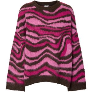 YAS Trui 'YASSITTA'  donkerbruin / rosa / lichtroze