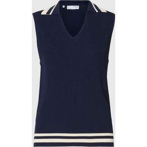 SELECTED Gebreide top  donkerblauw / wit