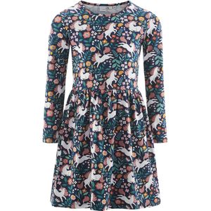 Jerseyjurken - Gevoerde Zoom - Ronde Hals - Gedrapeerd - All-over Patroon - Knielengte