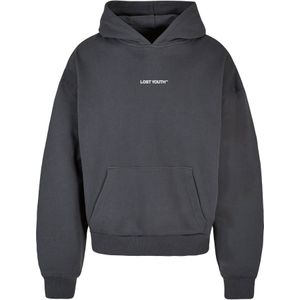 Lost Youth Sweatshirt 'Chaos'  donkergrijs / lila / wit