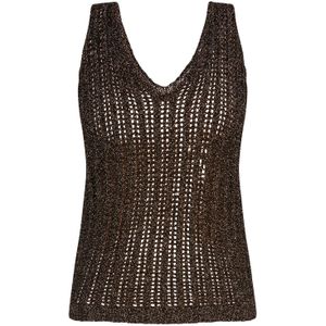 faina Gebreide top  goud / zwart