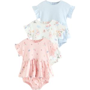 Next Rompertje/body  lichtblauw / pink / rosa / wit