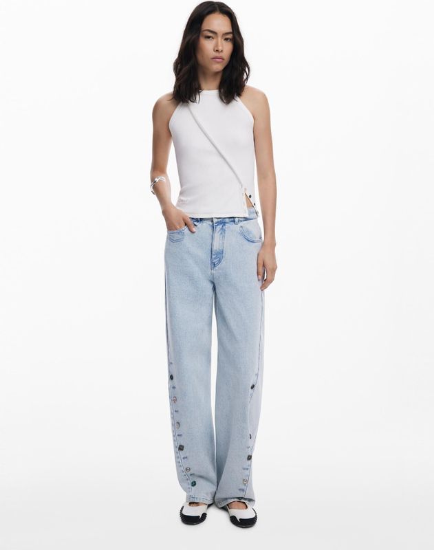 Desigual - Top - Wit - Mouwloos - Normale Pasvorm