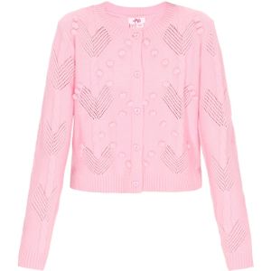 MYMO - Gebreid Vest - Rosé - Lange Mouw - Normale Pasvorm