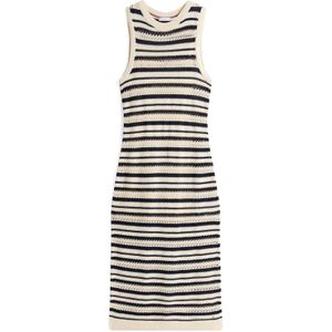Tricot Jurk - Gestreept - Knitwear - Ronde Hals - Mouwloos