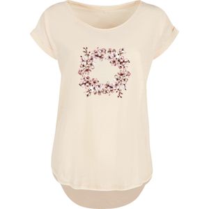 F4NT4STIC Shirt 'Rosa Frühlings Blumenkranz Dekor'  sand / rosa