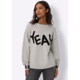 Lichtgrijs Mêlee - Gebreide Trui - 74% Polyacryl - Lange Mouwen