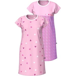 Ulla Popken Nachthemd  pink / rosa / wit