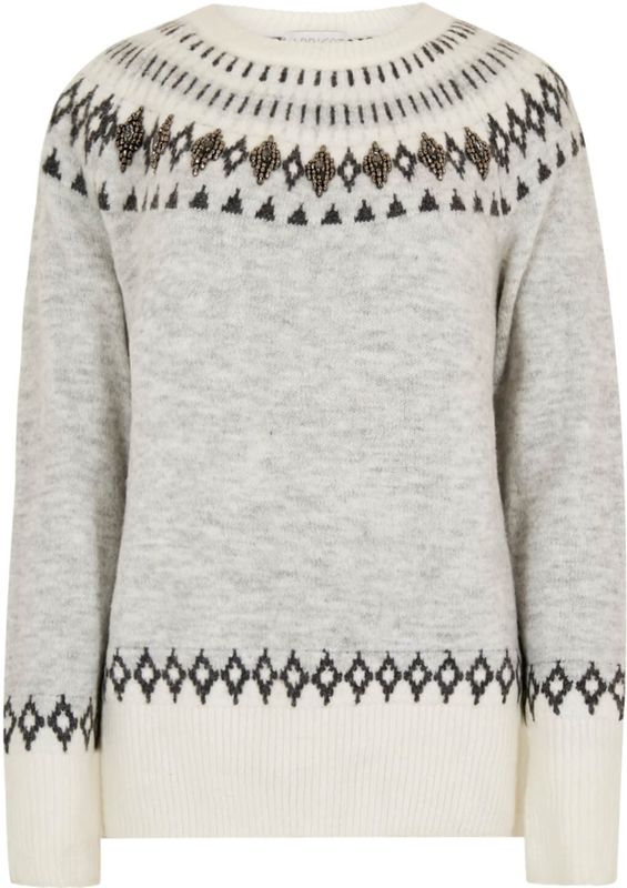 Apricot Trui 'Fair Isle Gem'  grijs / donkergrijs