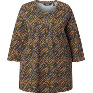 Ulla Popken Shirt  lichtgrijs / neonoranje / zwart gemêleerd