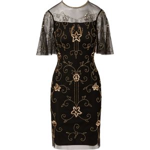 Adrianna Papell Cocktailjurk 'Beaded Illusion Neck Dress'  goud / zwart