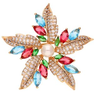 faina Broche  lichtblauw / rose-goud / rood