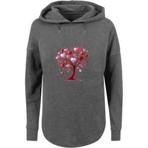 F4NT4STIC Sweatshirt 'Herz Baum Aquarell Druck'  donkergrijs / pink / rood