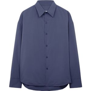 Oversized Overhemd - Grijs - Effen - Lange Mouwen - Kentkraag