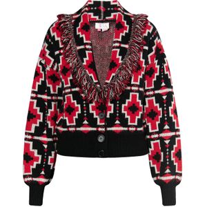 IZIA Gebreid vest  karmijnrood / zwart / wit