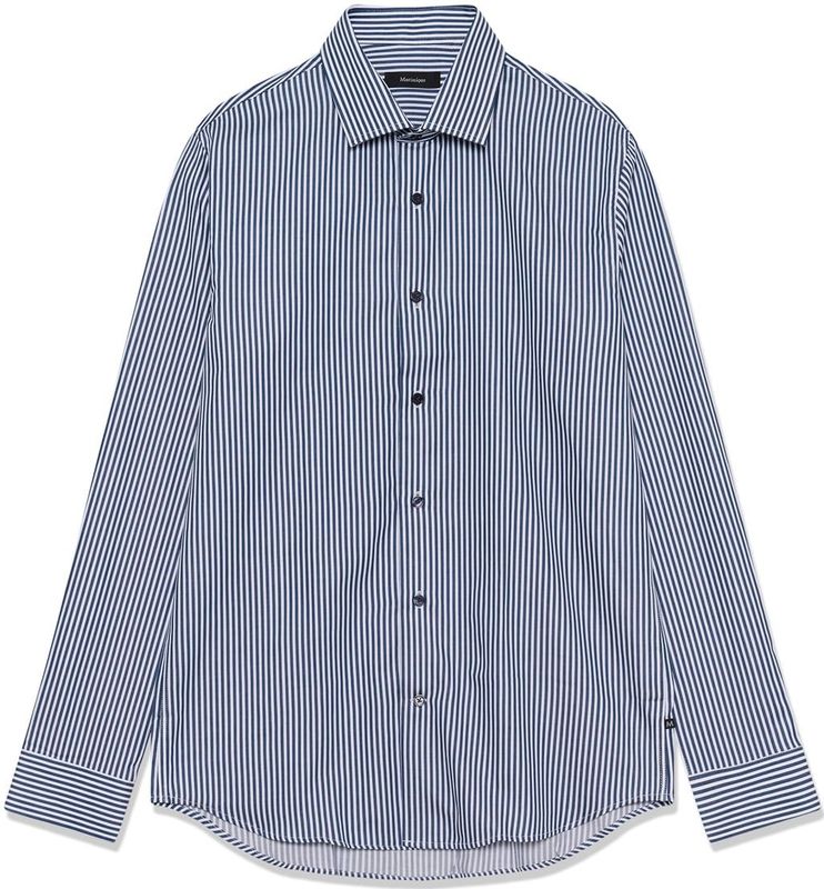 Matinique Overhemd 'MATrostol'  donkerblauw / wit