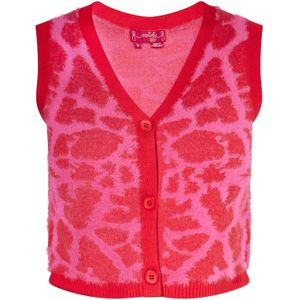 swirly Gebreid vest  pink / rood