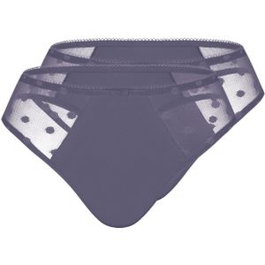 sassa String 'DOTTED MESH'  zilvergrijs